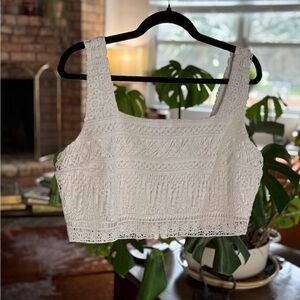 White Lulus lace crop top